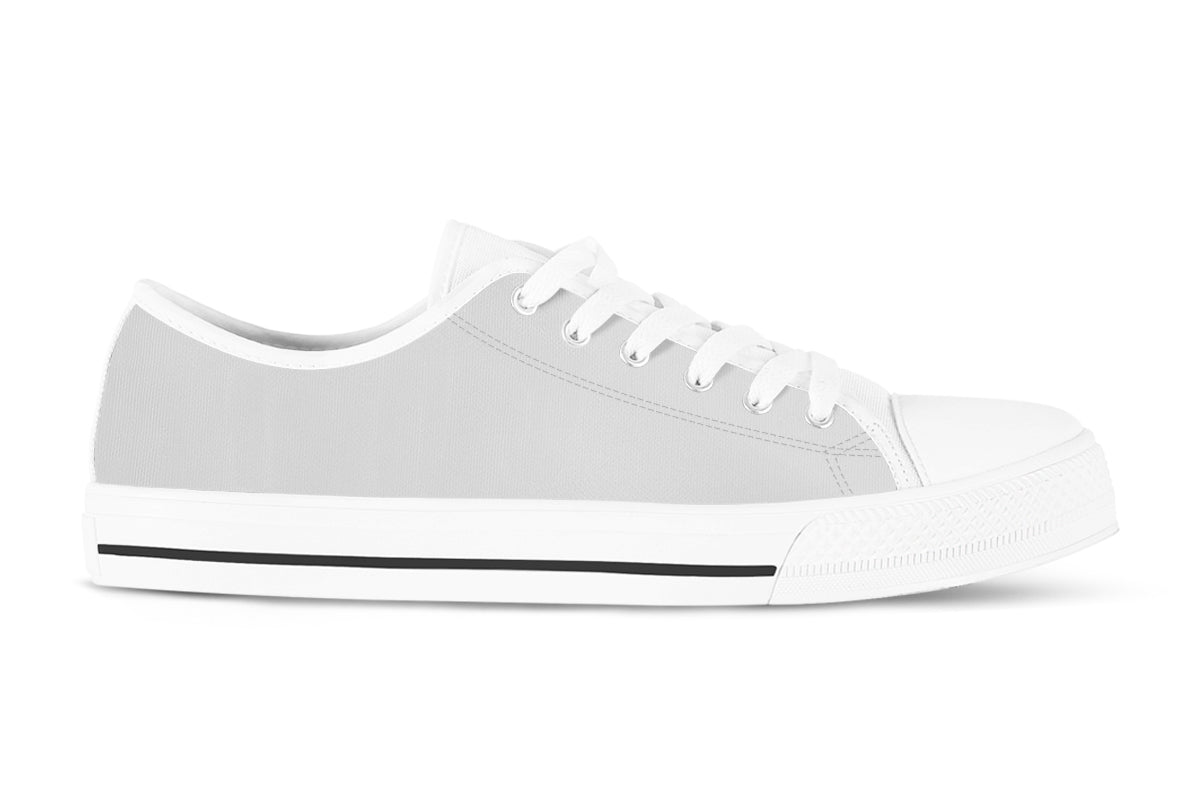 Light Gray Sneakers: Solid Light Gray Low Top Sneakers