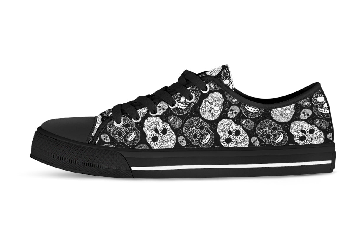 Sugar Skull Sneakers: Sugar Skull Pattern Low Top Sneakers