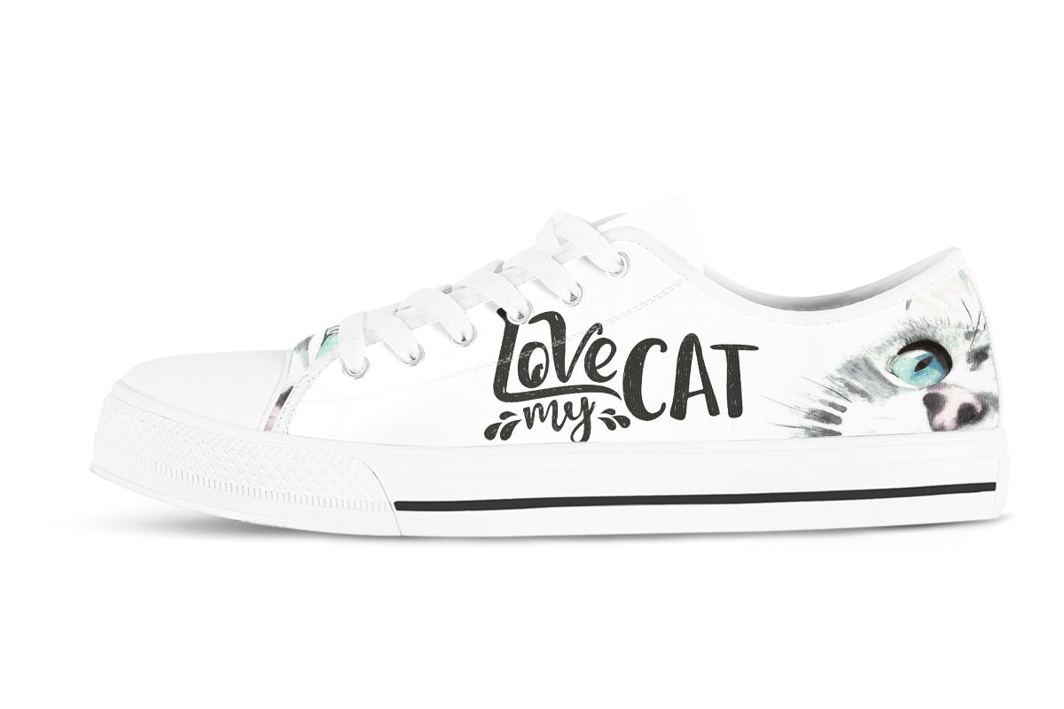 Cat Sneakers: Cat Illustration Low Top Sneakers