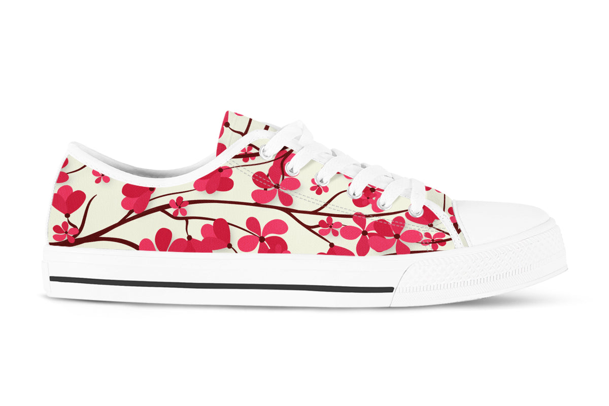 Cherry Blossom Sneakers: Cherry Blossom Pattern Low Top Sneakers