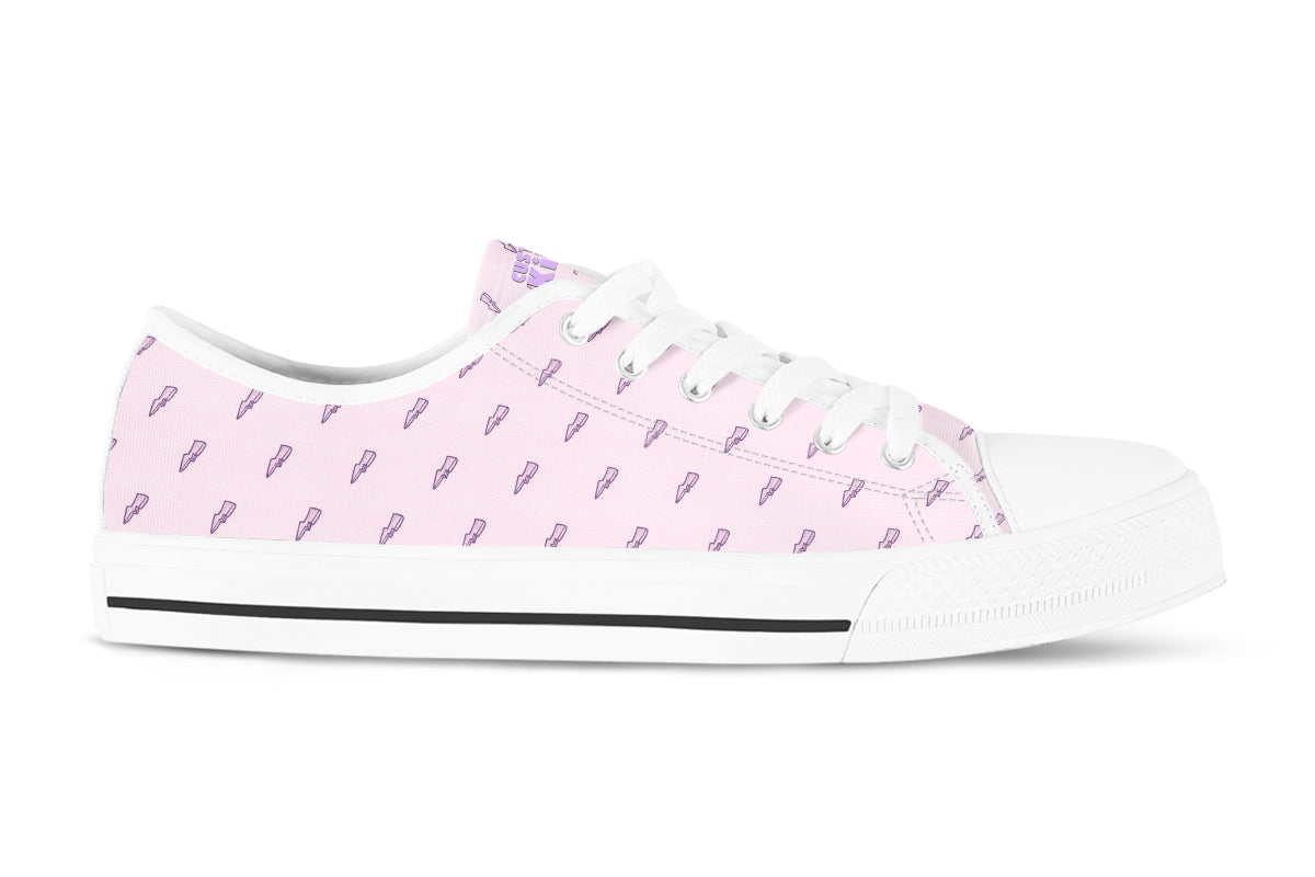 Lightning Bolt Sneakers: Pink Pattern Low Top Sneakers