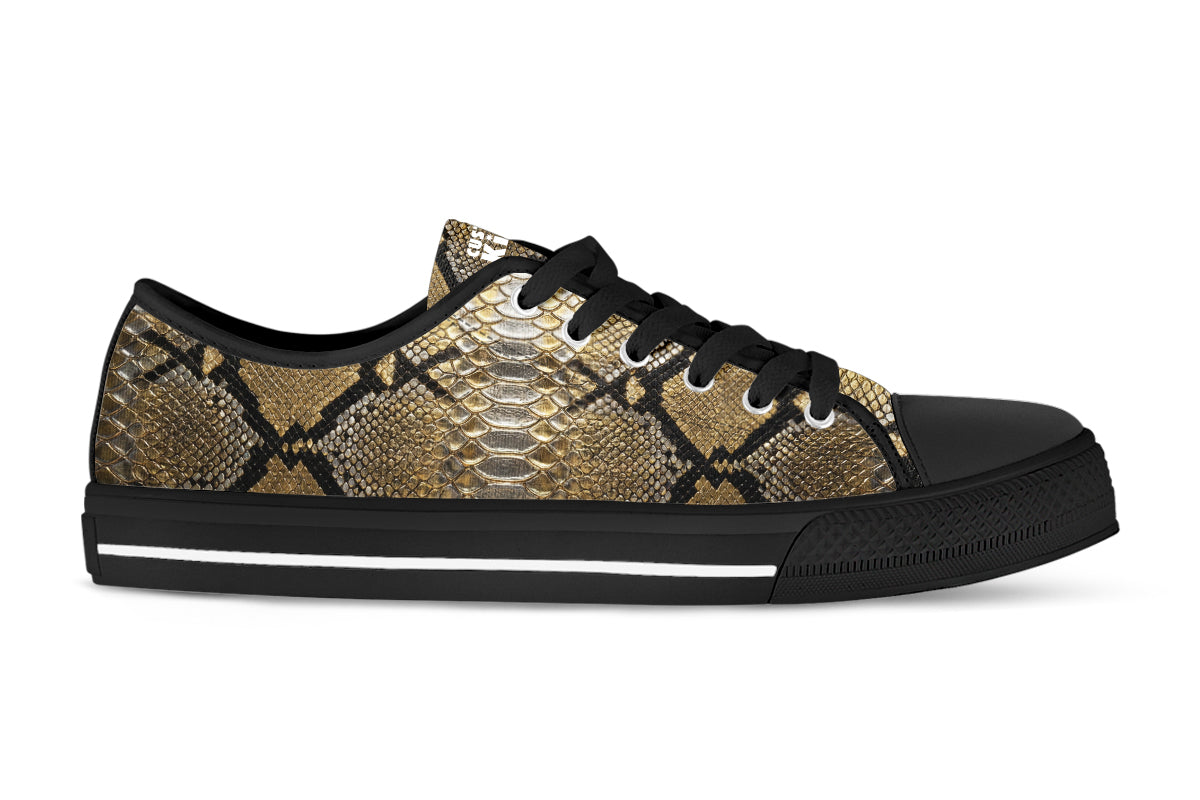 Snake Skin Sneakers: Snake Skin Pattern Low Top Sneakers