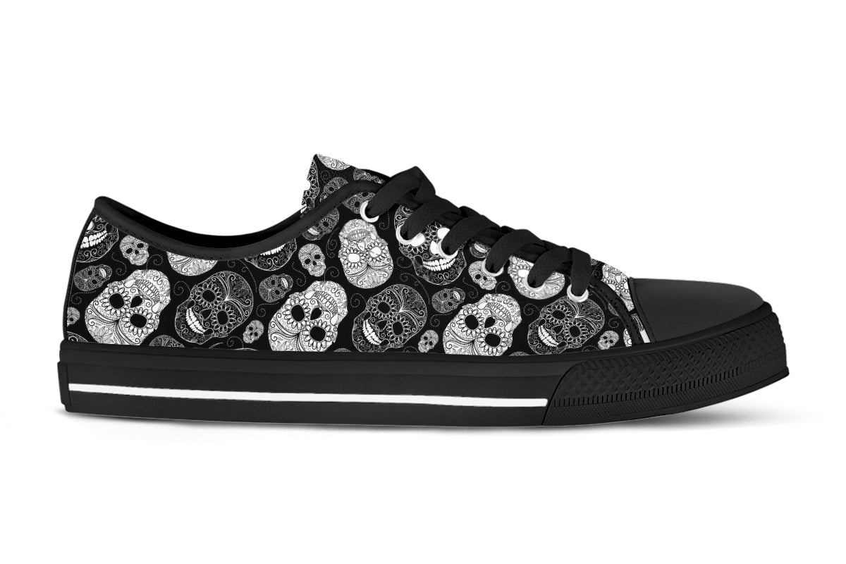 Sugar Skull Sneakers: Sugar Skull Pattern Low Top Sneakers
