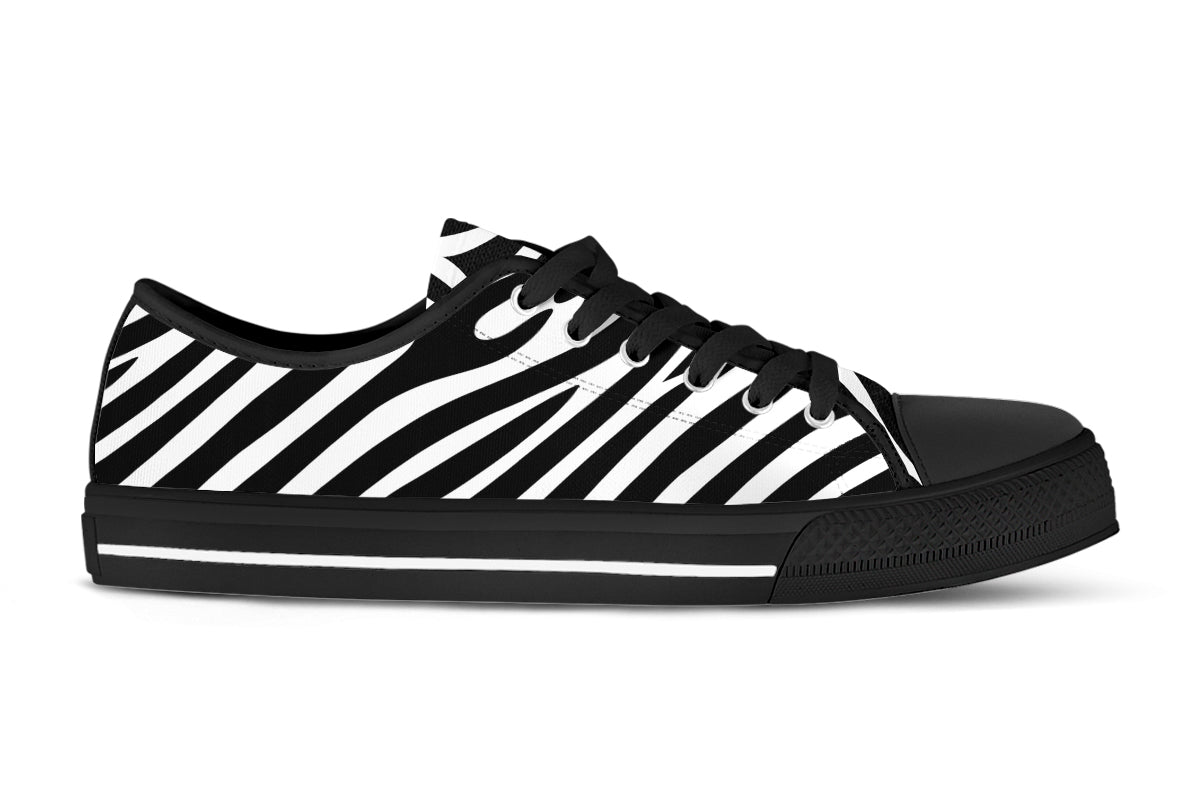 Zebra Sneakers: Zebra Animal Pattern Low Top Sneakers