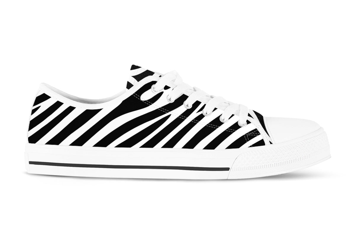 Zebra Sneakers: Zebra Animal Pattern Low Top Sneakers