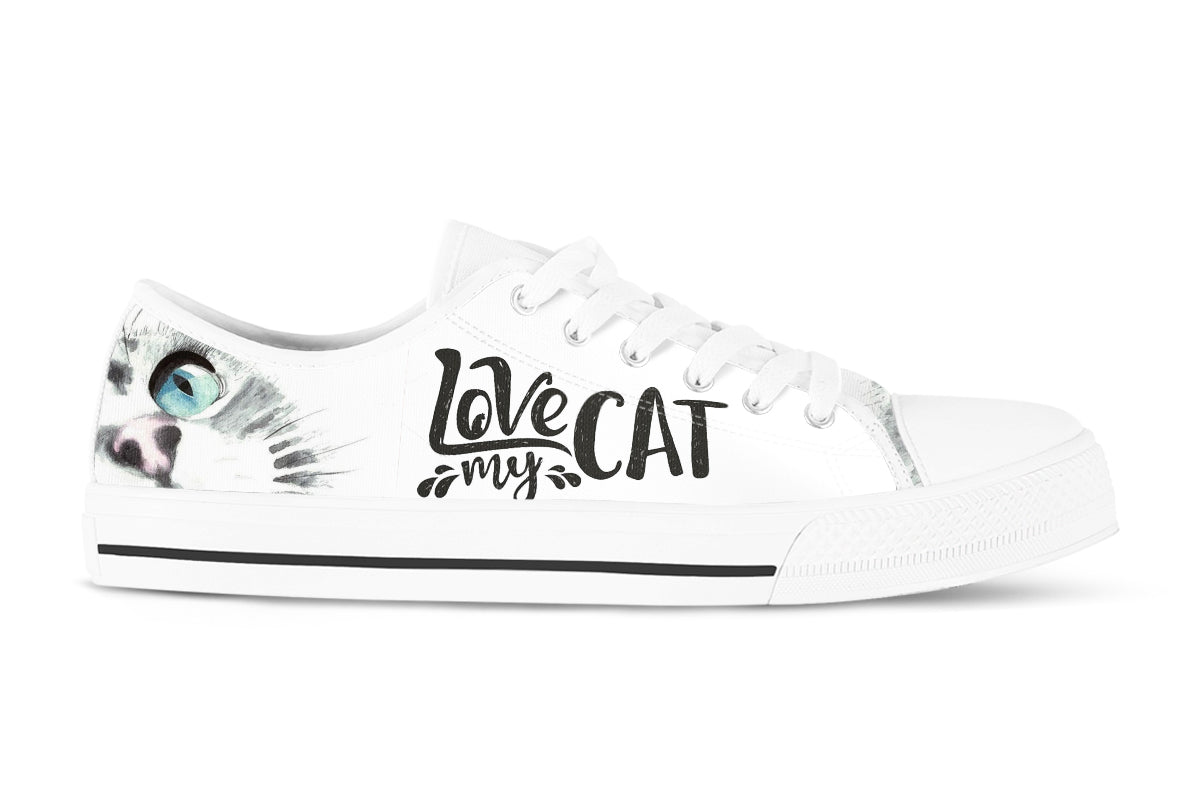 Cat Sneakers: Cat Illustration Low Top Sneakers