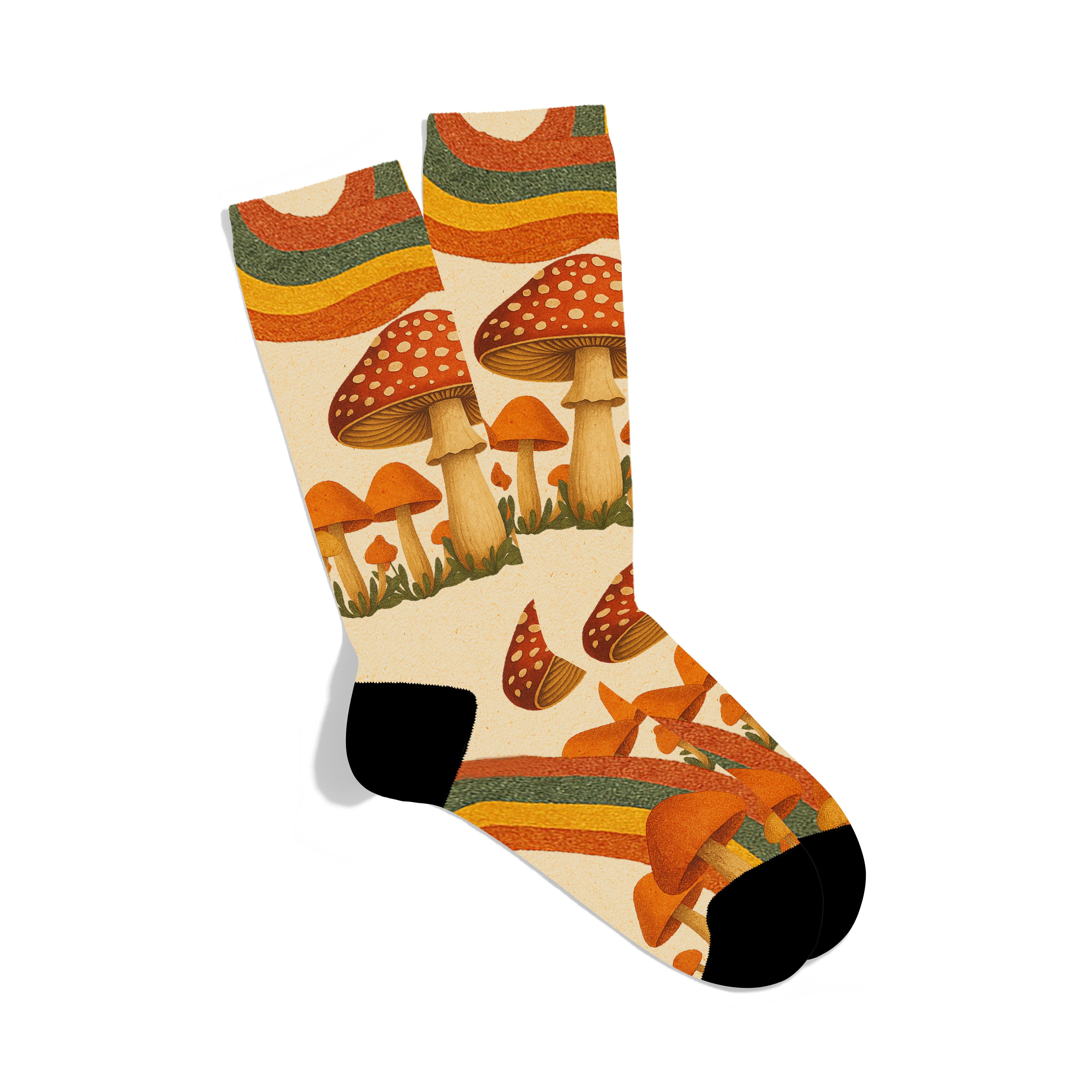 Retro Rainbow Mushroom Socks