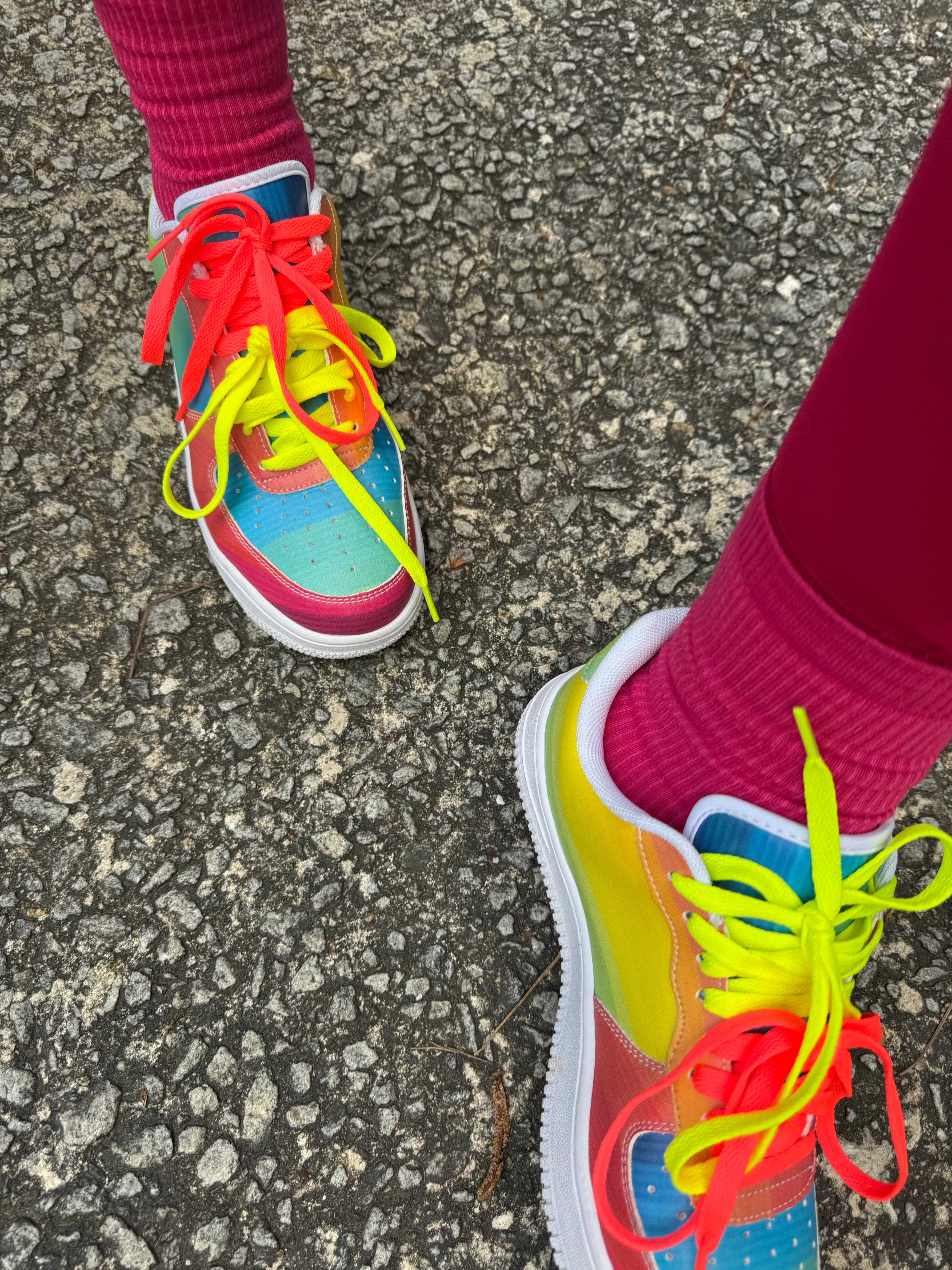 Rainbow Sneakers: Colorful Gradient Pattern Court Sneakers
