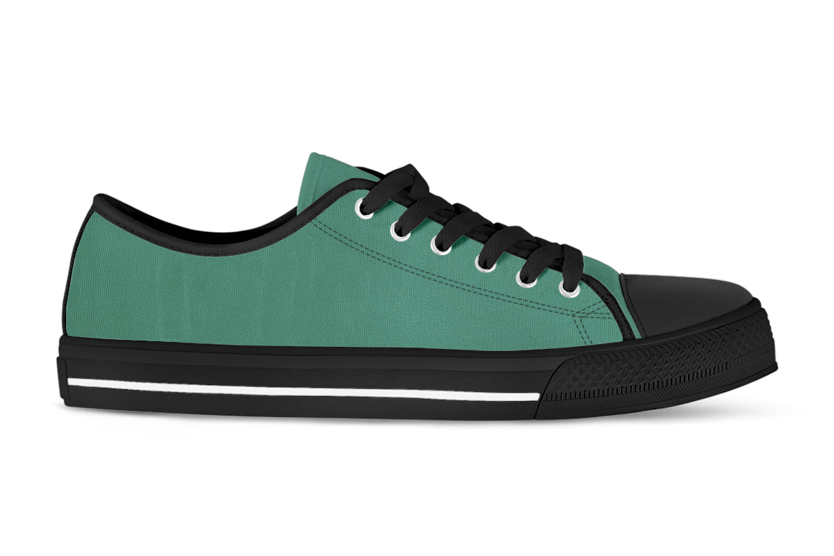 Pine Green Sneakers: Solid Pine Green Low Top Sneakers