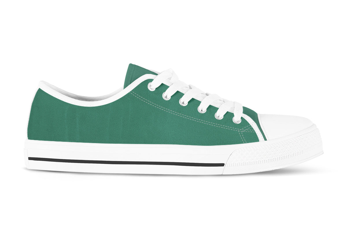 Pine Green Sneakers: Solid Pine Green Low Top Sneakers