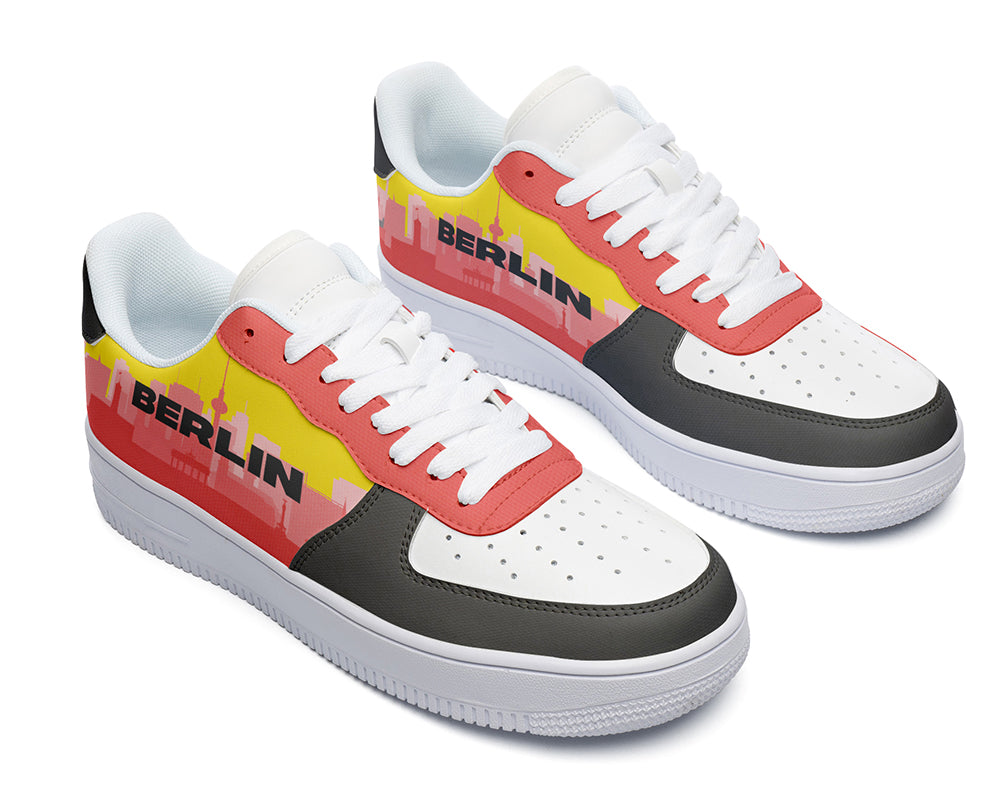 Berlin Sneakers: German Flag Skyline Pattern Court Sneakers