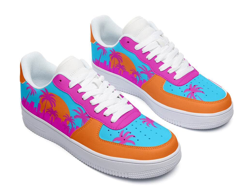 Miami Sneakers: Neon Sunset Skyline Court Sneakers
