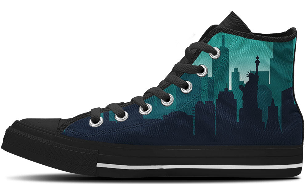 New York Sneakers: NYC Skyline Pattern High Top Sneakers