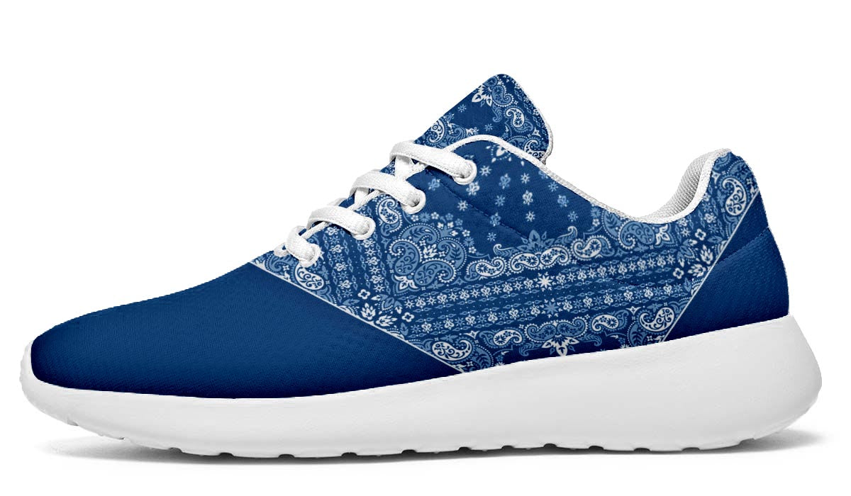 Blue Bandana Print Pattern Sneakers