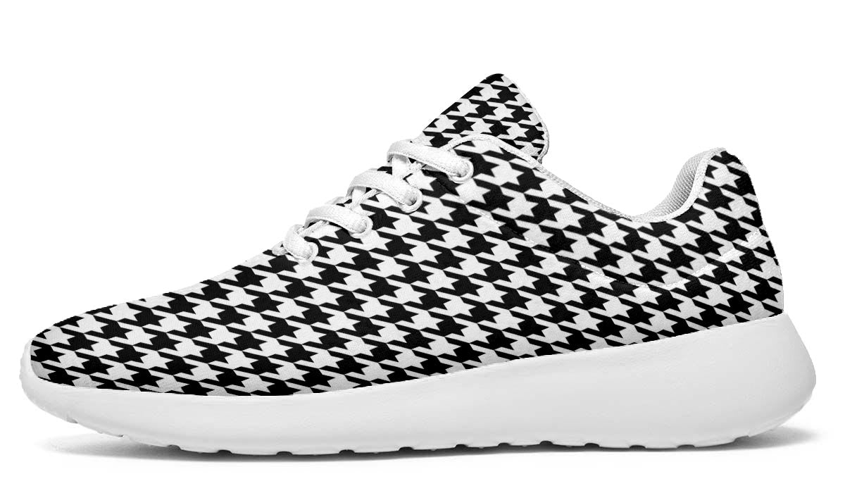 Houndstooth Sneakers: Classic Black & White Pattern Sport Shoes display picture 1