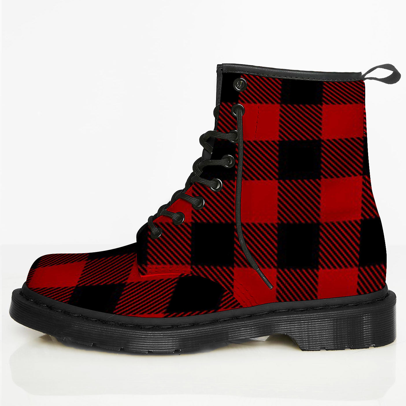 plaid leather boots