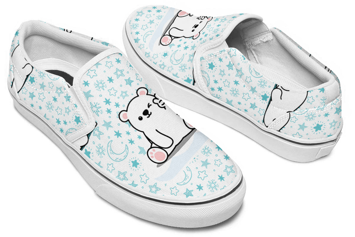 Polar Bear Starry Doodle Slip Ons