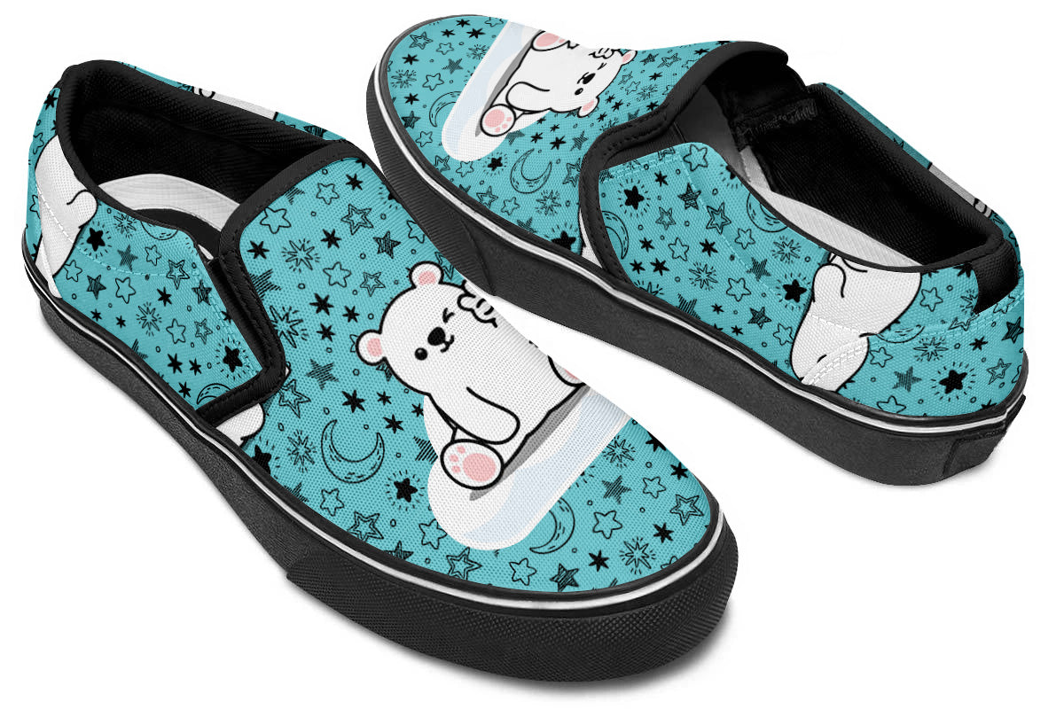 Polar Bear Starry Doodle Slip Ons
