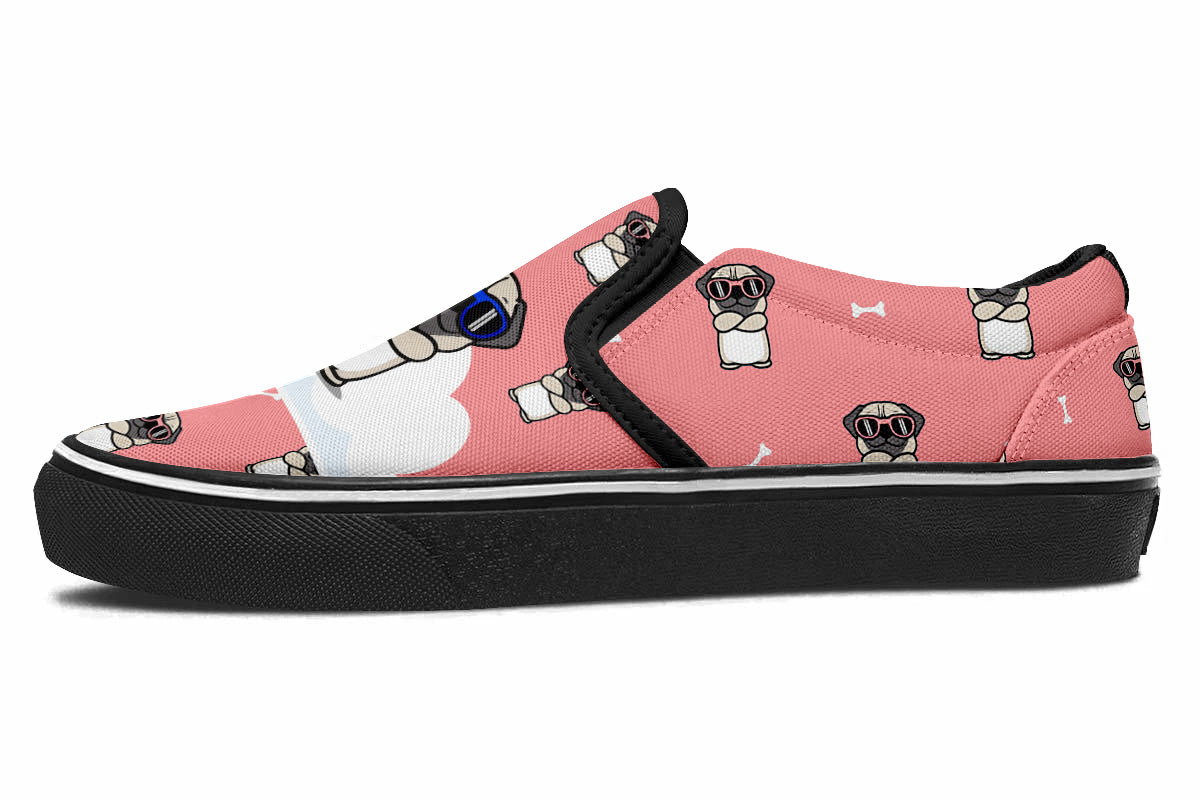 Pug Doodle Slip Ons