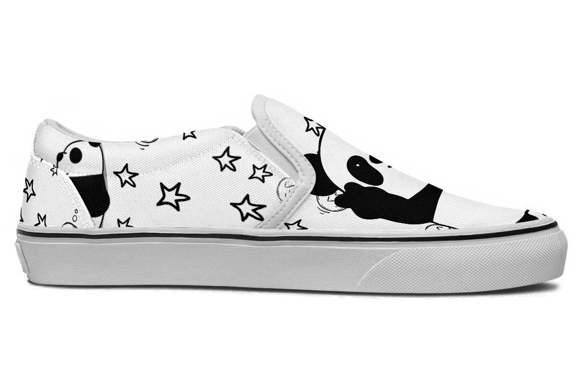 Lazy Panda Doodle Slip Ons