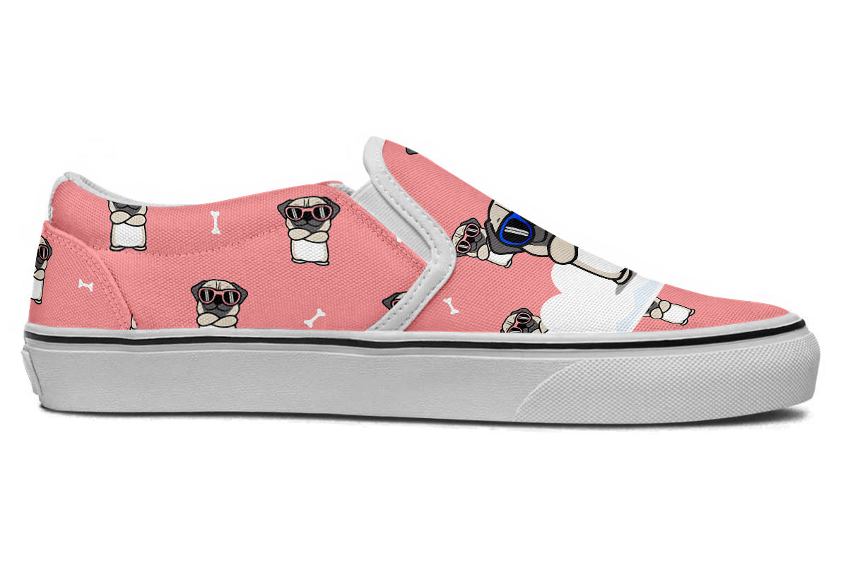 Pug Doodle Slip Ons