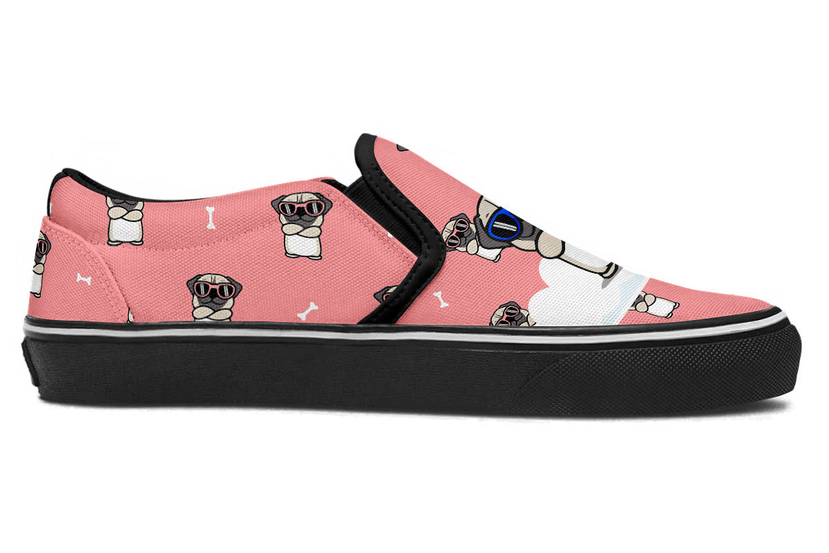 Pug Doodle Slip Ons
