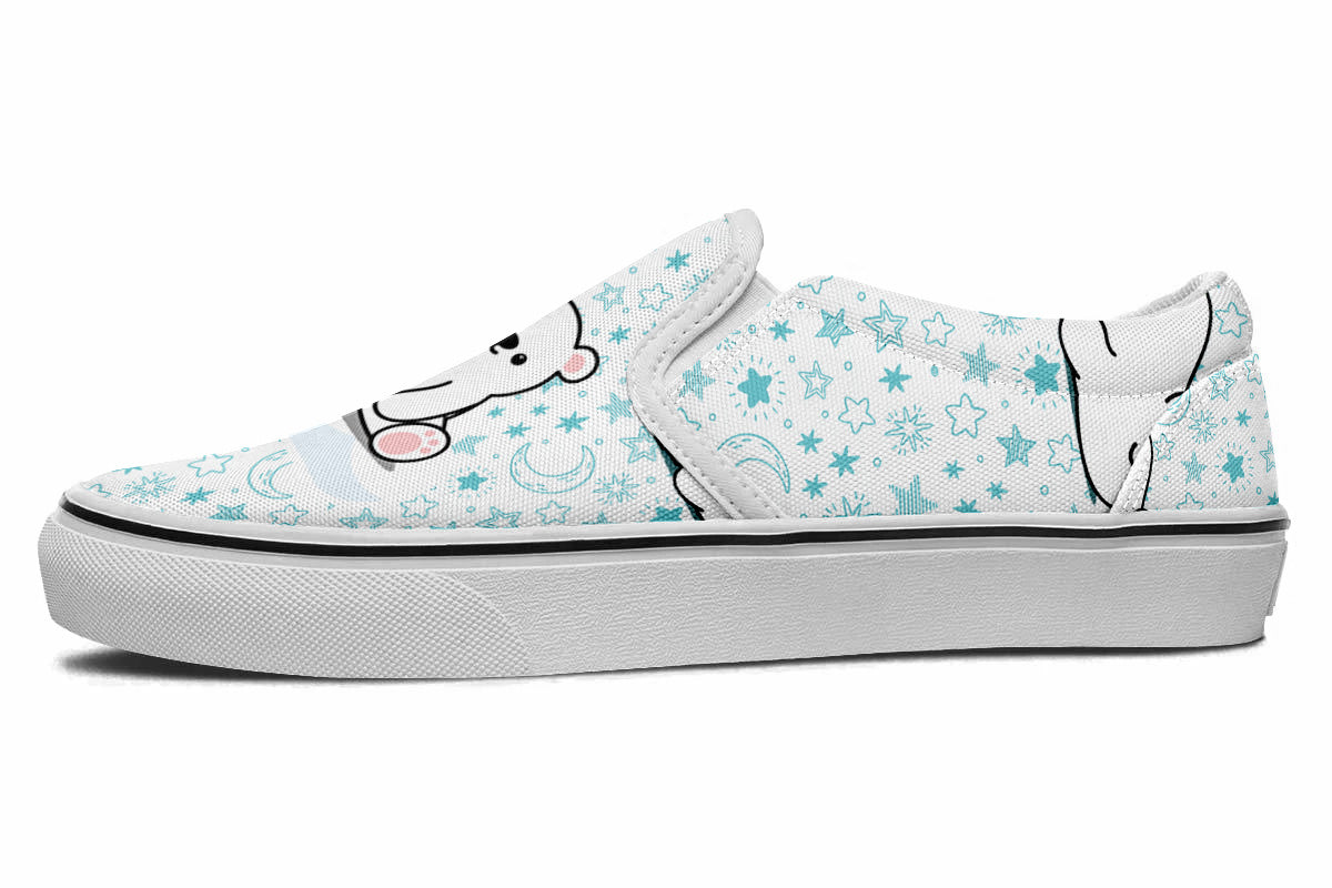 Polar Bear Starry Doodle Slip Ons