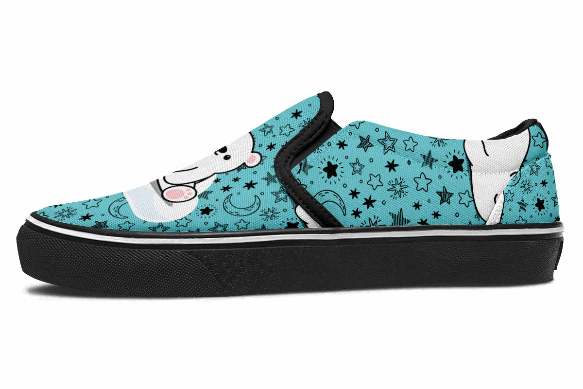 Polar Bear Starry Doodle Slip Ons