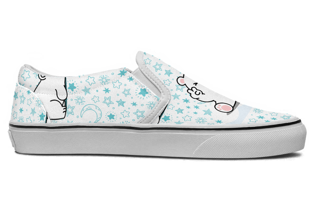 Polar Bear Starry Doodle Slip Ons
