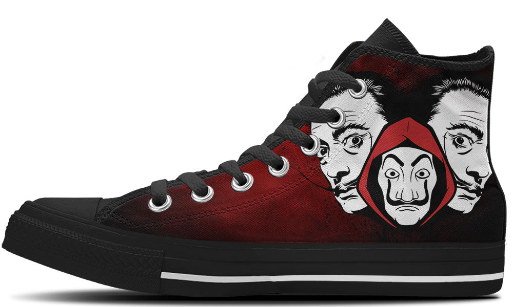 Salvador Dali Sneakers: Salvador Dalí Portrait Illustration High Top Sneakers