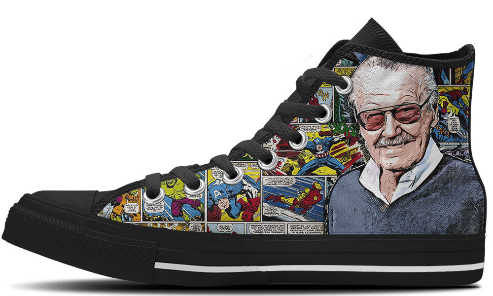 Stan Lee Sneakers: Stan Lee Portrait Illustration High Top Sneakers