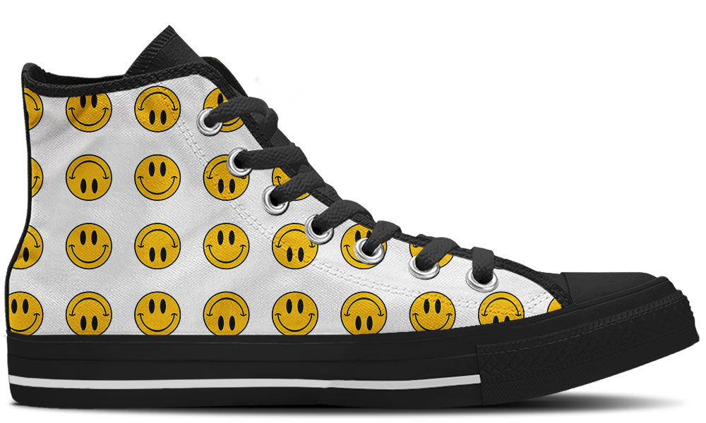 Smiley Pattern High Top Sneakers