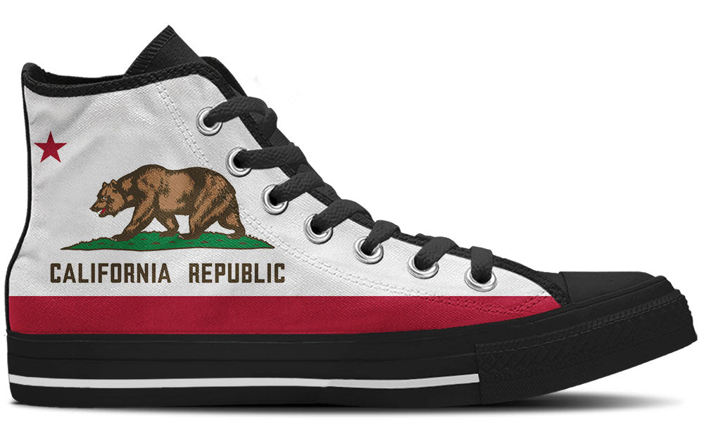 California Flag Sneakers: California Flag Pattern High Top Sneakers
