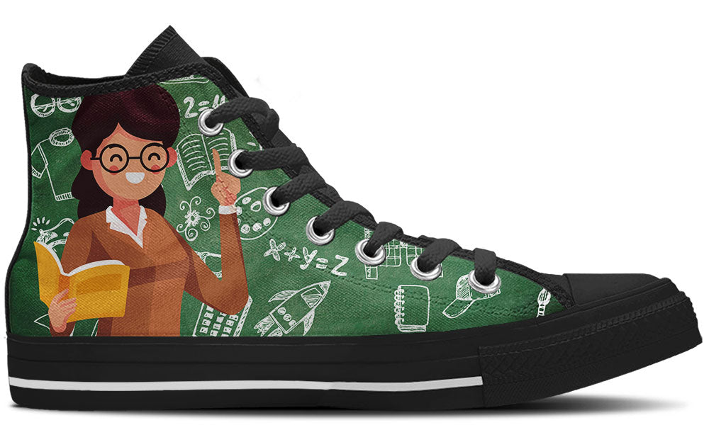 Teacher Sneakers: School Pattern High Top Sneakers
