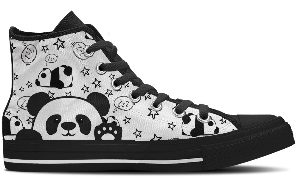 Lazy Panda Doodle High Top Shoes - Custom Canvas Sneakers