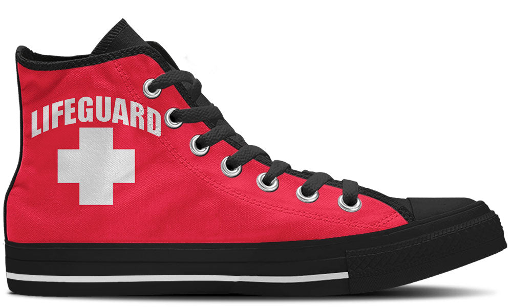 Lifeguard Sneakers: Red Lifeguard Cross High Top Sneakers