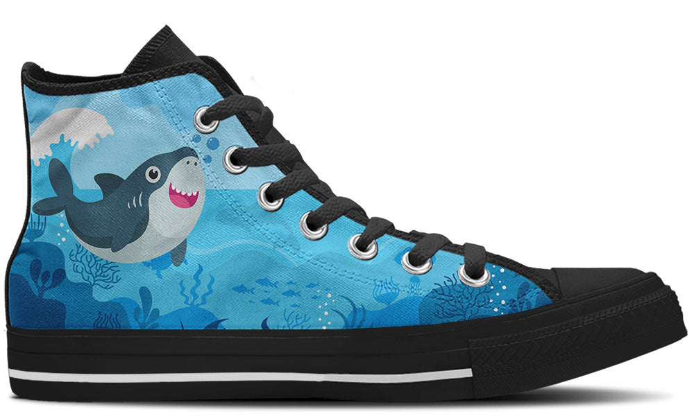 Shark Sneakers: Shark Illustration High Top Sneakers