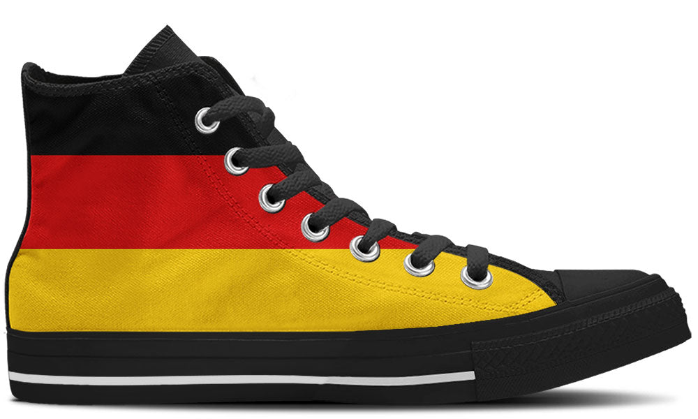 German Flag Sneakers: German Flag Pattern High Top Sneakers