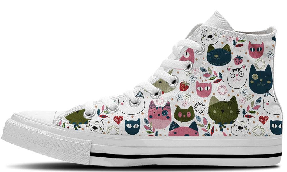 Cat Pattern Shoes High Tops Custom Canvas Sneakers