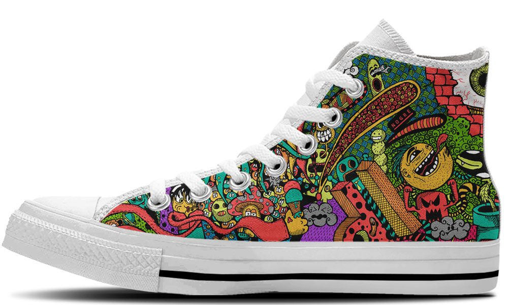 Abstract doodle art high top sneakers