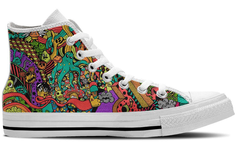 Abstract doodle art high top sneakers