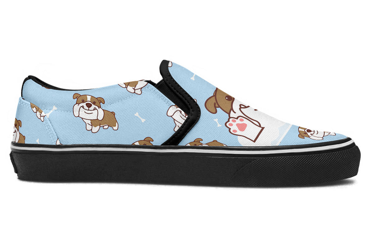 English Bulldog Doodle Slip Ons