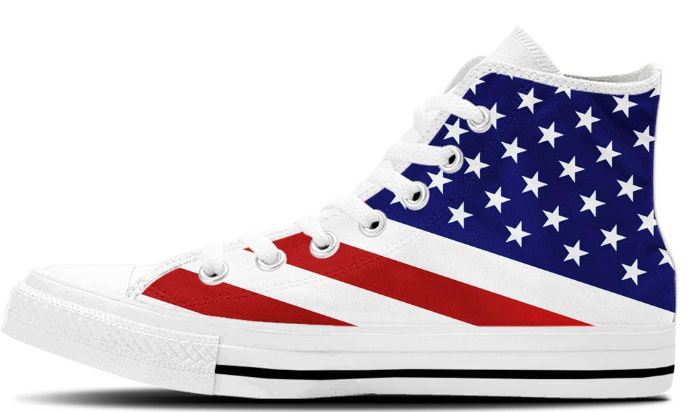American Flag Sneakers: American Flag Pattern High Top Sneakers