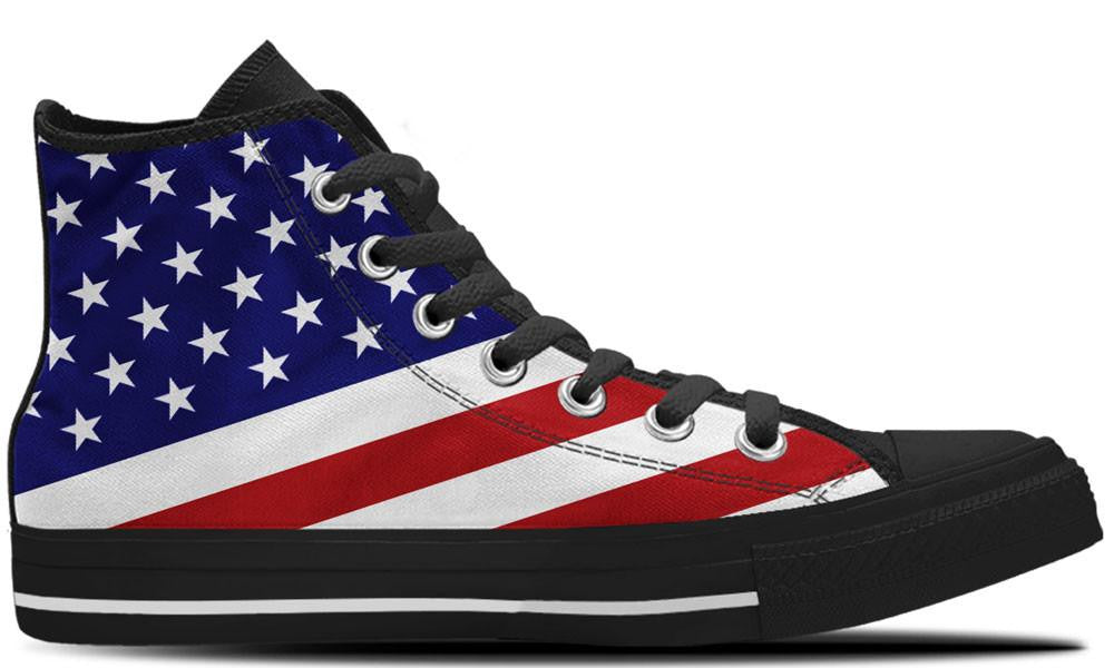 American Flag Sneakers: American Flag Pattern High Top Sneakers