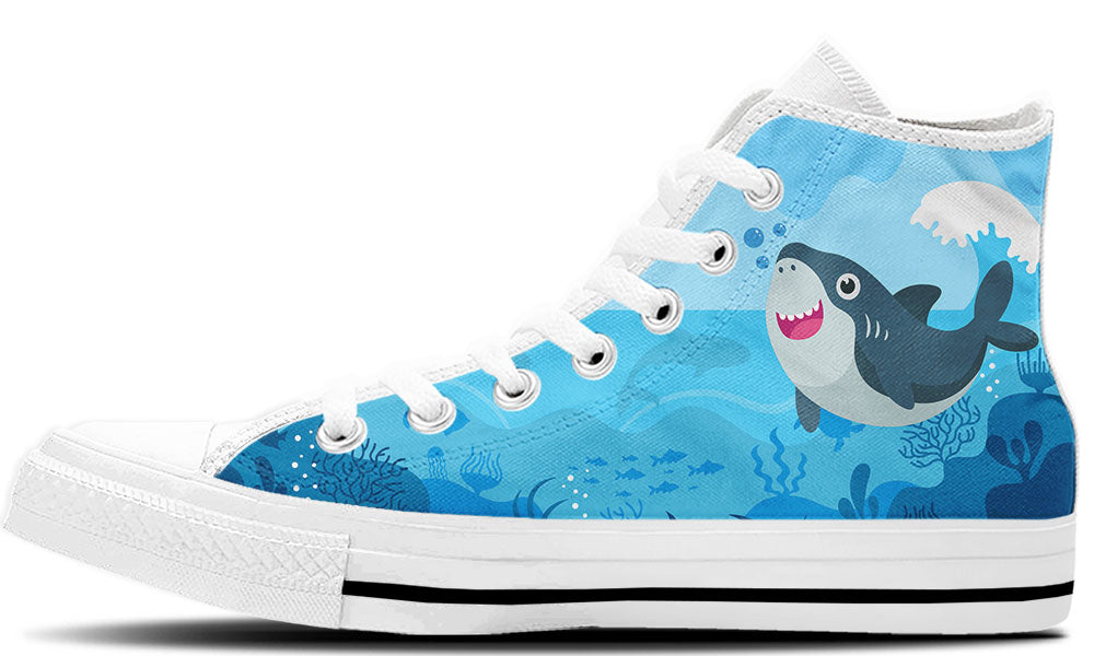 Shark Sneakers: Shark Illustration High Top Sneakers