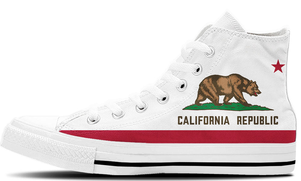 California Flag Sneakers: California Flag Pattern High Top Sneakers