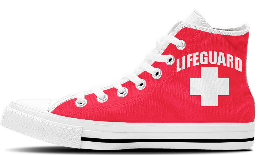 Lifeguard Sneakers: Red Lifeguard Cross High Top Sneakers