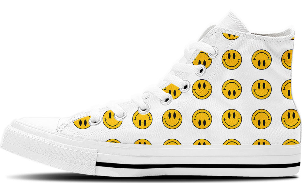 Smiley Pattern High Top Sneakers