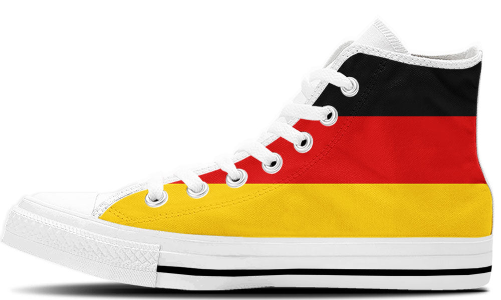 German Flag Sneakers: German Flag Pattern High Top Sneakers
