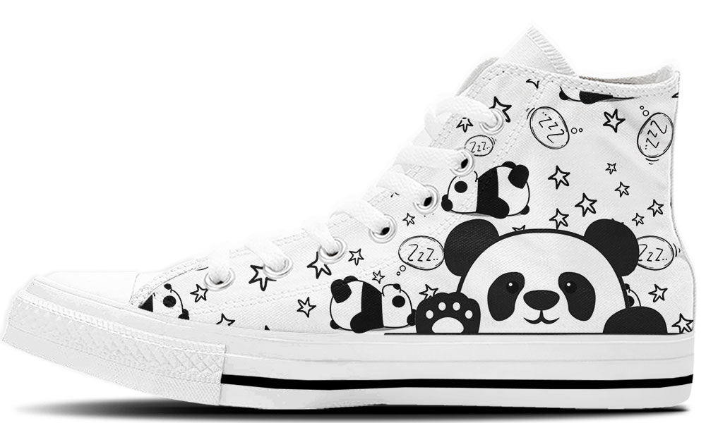 Lazy Panda Doodle High Top Shoes - Custom Canvas Sneakers